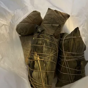 a close up of a bunch of wrapped food