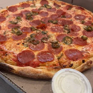 Pepperoni and Jalapeños.