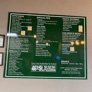 Words put together to create a menu
