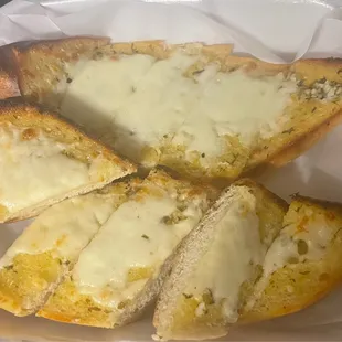 Garlic cheese bread.