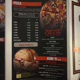 pizza, menu
