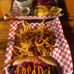 OMGOSH This Bacon Wrapped Hotdog was Bomb! You can personalize your fries!