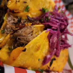 a pulled pork taco