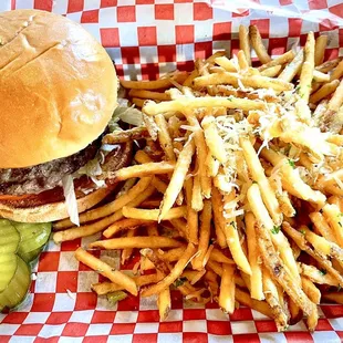 Wagyu burger with truffles fries