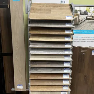 a display of flooring samples
