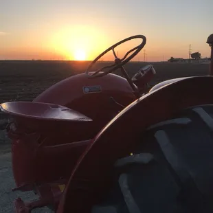 Tractor sunset