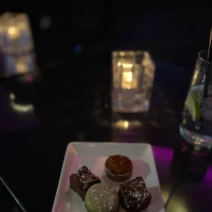 Macarons, Warm Chocolate Brownies