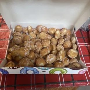 a box of doughnuts on a table