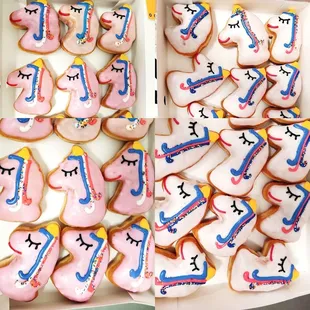 a variety of decorated donuts