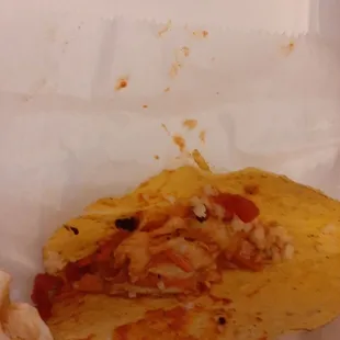 It was supposed to be a steak taco but no meat. Just like the chicken was missing tomato salsa.