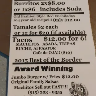 menu