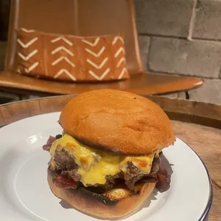 a burger on a plate