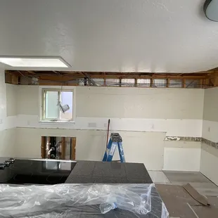 a kitchen being remodeled