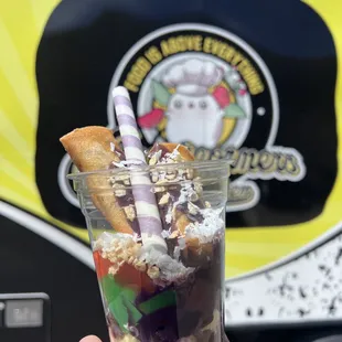 Fried Halo Halo with vanilla ice cream