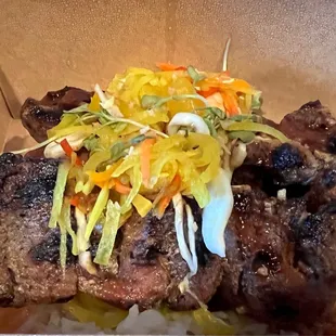 Pork BBQ Sticks over Rice