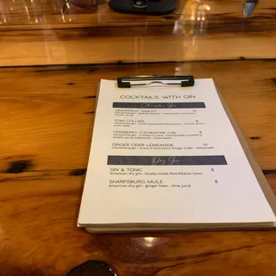 menu