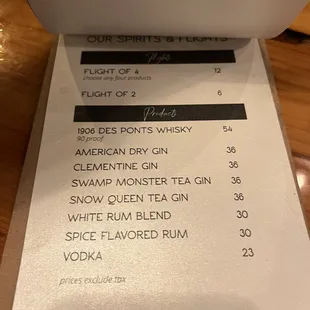 menu