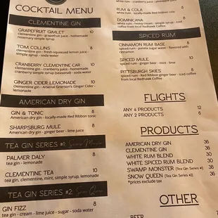 menu