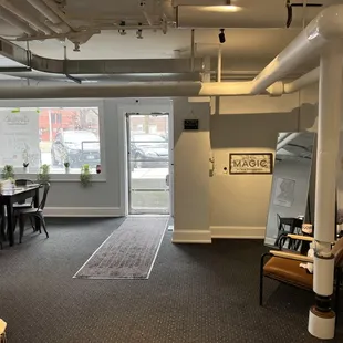 a view of a kitchen and dining room