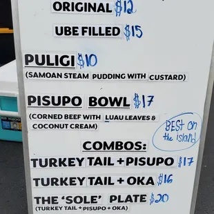 a menu for a restaurant