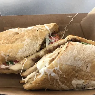 Balsamic chicken and mozzarella sandwich.
