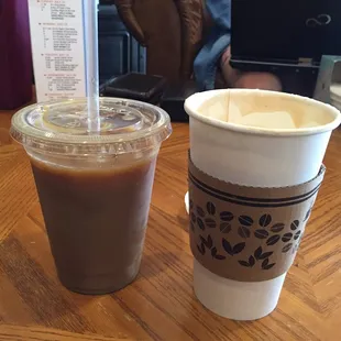 Iced and hot lattes