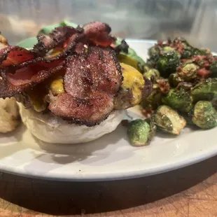 Bacon Cheese Burger with Bacon n Brussels