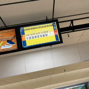 the scoreboard and bowling lanes