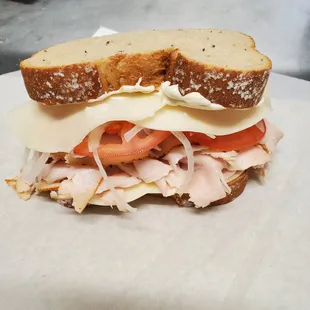 a turkey and tomato sandwich