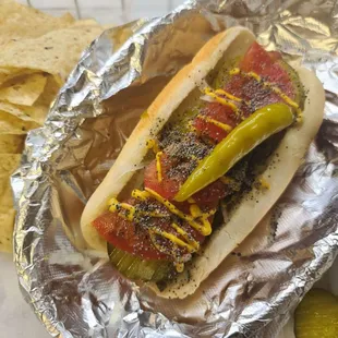 Chicago-style hot dog