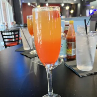 Sunrise Mimosa with a splash of Tequila