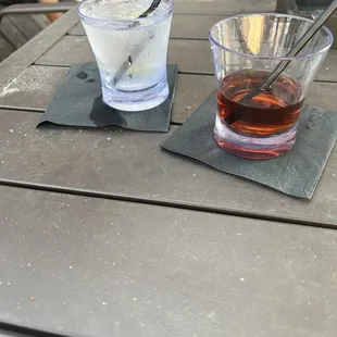 two drinks on a table