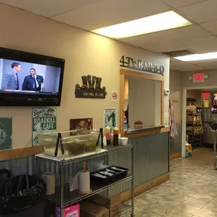 a television in a bar