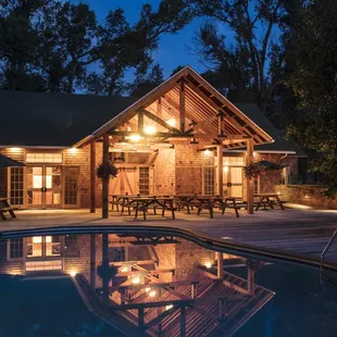 Pool and Spa area at night