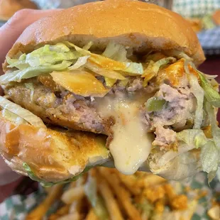 Buffalo chicken Juicy Lucy