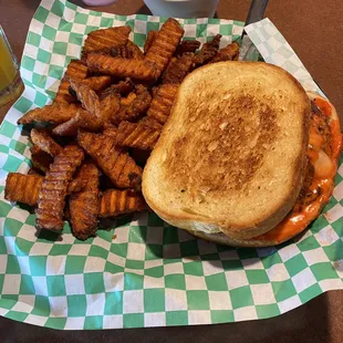 Frisco melt with Sweet Potatoe fries