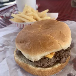 Cheeseburger and French fries