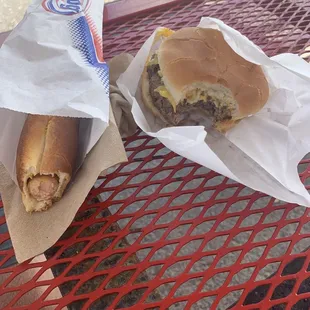 Hotdog and cheeseburger