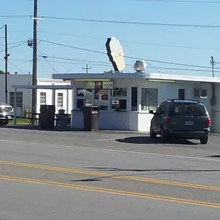 Outside of walk up stand.  No drive thru.