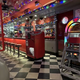 the interior of a diner