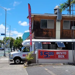  a truck parked in front of a building