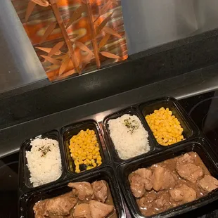 Two lunches, both pork adobo for 11 bucks, deal to me haha