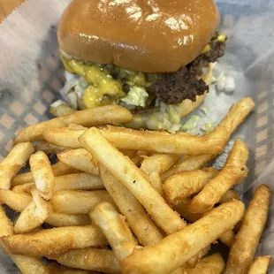 Hart burger with fries