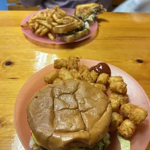 Hart Burger, patty melt, tots, fries