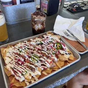 We had brisket on the nachos and the Stuckey Shaker is quite unique.   Had to get it and it is good.  Nachos are top nach-o!