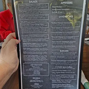 a menu for a restaurant