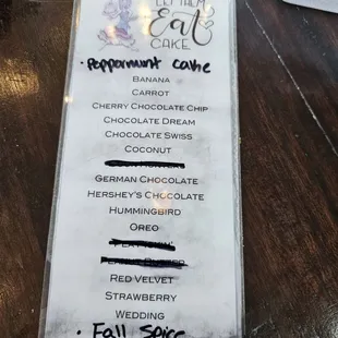 a menu for a restaurant