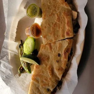 Hand pressed corn quesadillas