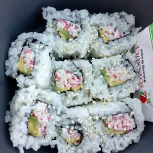 California roll, $4.95 + tax, Sept 2021