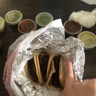 $2 each for tiny ass tripa tacos. Stingy on the meat and really thick tortillas.